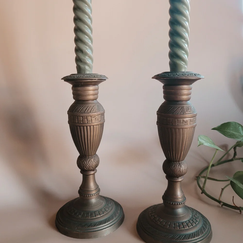 Elegant Bronze Candlestick Holders - Picture 3 of 5